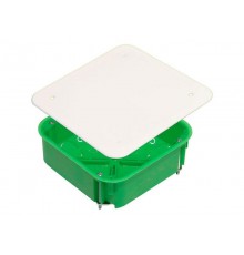 Коробка распределительная с/у 106х106х45 (ниша) металлические лапки (для полых стен), габариты: 113x113x45, квадрат с крышкой IP30  КР1201-И  HEGEL