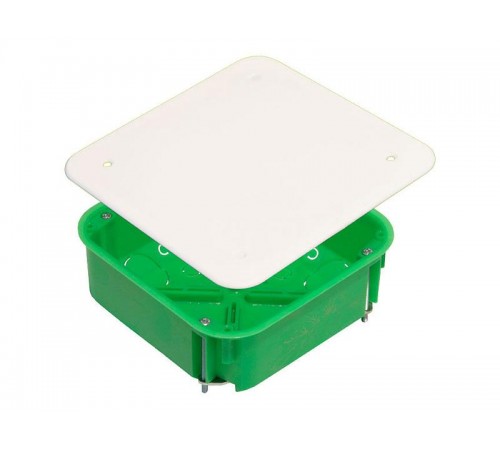 Коробка распределительная с/у 106х106х45 (ниша) металлические лапки (для полых стен), габариты: 113x113x45, квадрат с крышкой IP30  КР1201-И  HEGEL