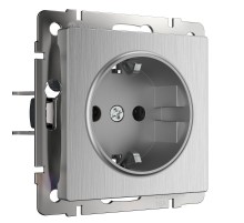 Розетка с заземлением Werkel cеребряный рифленый W1171009  a051368 Werkel