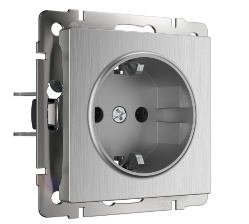 Розетка с заземлением Werkel cеребряный рифленый W1171009  a051368 Werkel