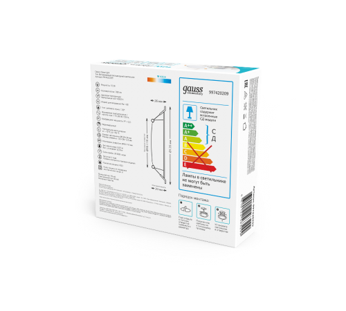 Светильник  Elementary Downlight круг 10W 780lm 4000K 170-260V IP20 120*26 монтаж 90-110мм белый LED 1/100  997420209  Gauss