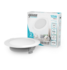 Светильник  Elementary Downlight круг 10W 780lm 4000K 170-260V IP20 120*26 монтаж 90-110мм белый LED 1/100  997420209  Gauss