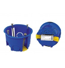 Коробка установочная СП D68х45мм, саморезы, пл. лапки, синяя, IP20, инд. штрихкод,  SQ1403-0901  TDM