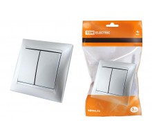 Выключатель 2-х кл. 10А серебр. металлик "Лама"  SQ1815-0202  TDM