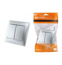 Выключатель 2-х кл. 10А серебр. металлик "Лама"  SQ1815-0202  TDM