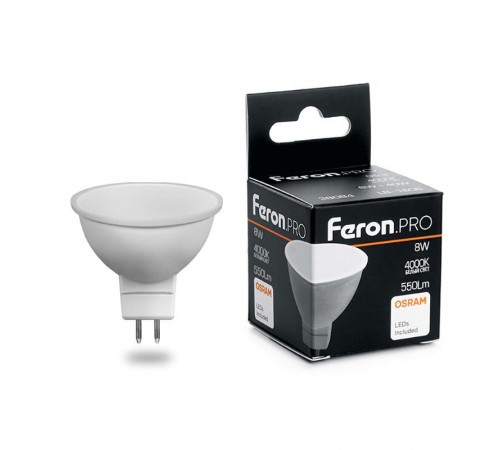 Лампа светодиодная .PRO LB-1608 MR16 G5.3 8W 4000K OSRAM LED  38090  Feron