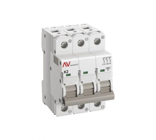 Выключатель автоматический AV-10 DC 3P 2A (K) 10kA AVERES  mcb10-DC-3-02K-av  EKF
