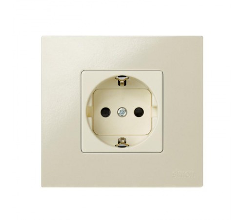 Simon 27 Розетка двухполюсная с/з, с защитными шторками, винтовой зажим, 16А 250В, широкий модуль,  27472-62  Simon