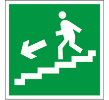 Знак безопасности BL-2010B.E14"Напр. к эвакуац. выходу по лестн. вниз (лев.)"  a15038  Белый свет