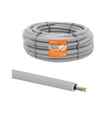 Электротруба гофрированная ПВХ d20 серая, с кабелем ВВГ-Пнг(А)-LS 3х2,5ок(N,PE)-0,66 ГОСТ (50 м)  SQ0140-2002  TDM