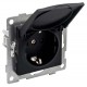 Ugra Розетка 1-ой с/з с з/ш и крышкой, СУ , 16А, 250В, графит  С11Р91-010  GUSI Electric