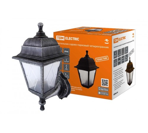 Светильник садово-парковый НБУ 04-60-001 четырехгранник, настенный, пластик, расс.пластик, серебро  SQ0330-0794  TDM