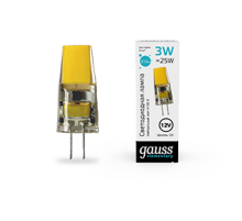 Лампа светодиодная Elementary G4 12V 3W 250lm 4100K силикон LED 1/20/200  18723  Gauss
