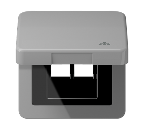 Накладка и крышка для двойных UAE розеток с символом "сеть"; термопласт серый  CD590KLLANGR  Jung