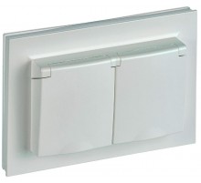 BRITE Розетка 2-ая с крышкой 16А в сб IP44 РСбш12-3-44-БрЖ жемчуг  BR-R26-16-44-K36-F  IEK