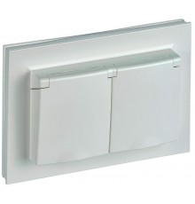 BRITE Розетка 2-ая с крышкой 16А в сб IP44 РСбш12-3-44-БрЖ жемчуг  BR-R26-16-44-K36-F  IEK