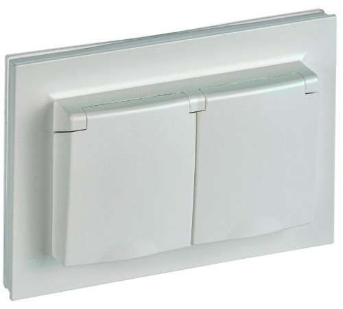 BRITE Розетка 2-ая с крышкой 16А в сб IP44 РСбш12-3-44-БрЖ жемчуг  BR-R26-16-44-K36-F  IEK
