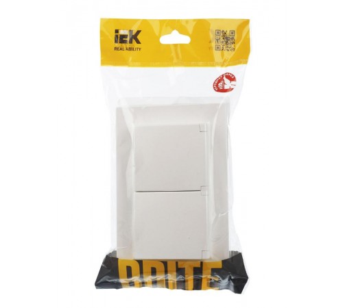BRITE Розетка 2-ая с крышкой 16А в сб IP44 РСбш12-3-44-БрЖ жемчуг  BR-R26-16-44-K36-F  IEK