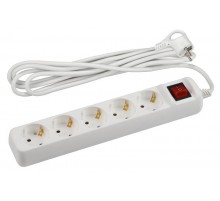 Удлинитель электрический U-5es-3m-3x1,5 с заземлением с выключателем 5 розеток 3м ПВС 3x1,5мм2 16А  Б0044044  ЭРА