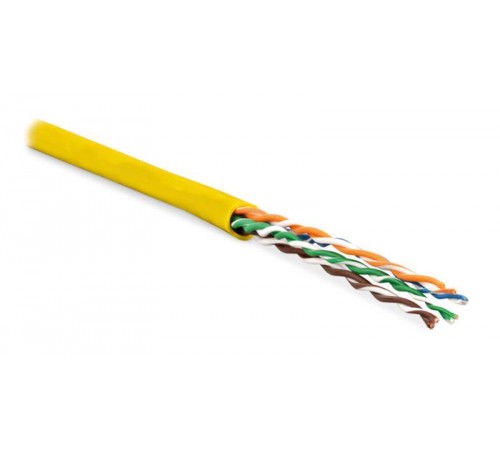 Кабель витая пара UUTP4-C5E-P24-IN-LSZH-YL-100 (100м)неэк.U/UTP,к.5e,4п.(24AWG),мног.(patсh),LSZH,нг(С)-HF,-20°C-+75°C,желт.  243608  Hyperline