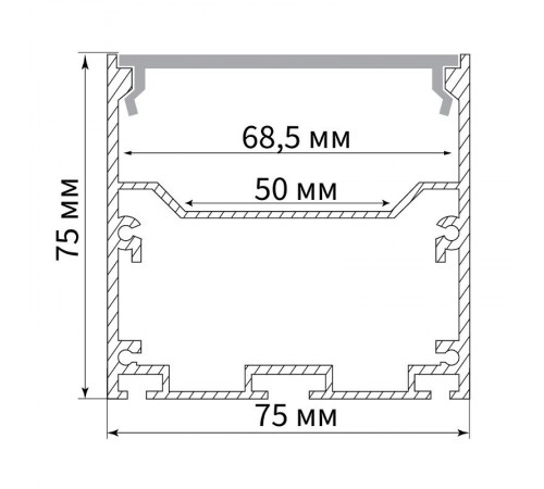 Профиль алюминиевый накладной, серебро, CAB265 с матовым экраном, 2 заглушками, 4 крепежами в комплекте  10376  FERON