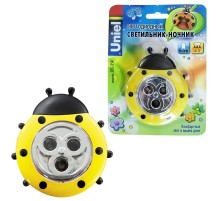 Cветильник-ночник Божья Коровка DTL-354 Божья Коровка/Yellow/3LED/3AAA питание от 3-х батареек AAA (в комплект не входят).-желтый  07718  Uniel