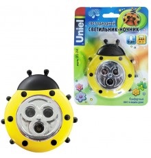 Cветильник-ночник Божья Коровка DTL-354 Божья Коровка/Yellow/3LED/3AAA питание от 3-х батареек AAA (в комплект не входят).-желтый  07718  Uniel