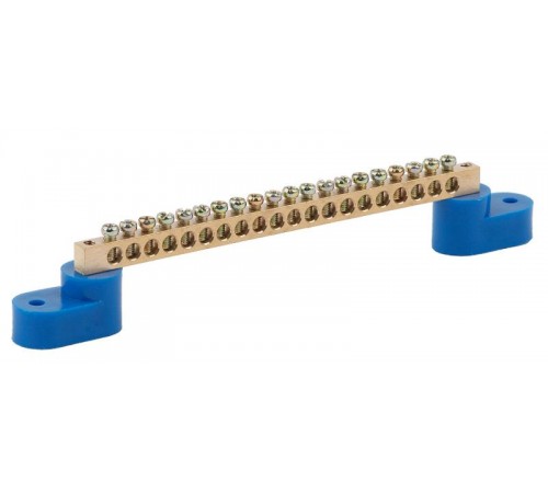 Шина N "ноль" на двух угловых изол ШНИ-6х9-20-У2-синий NO-222-62  Б0033441  ЭРА