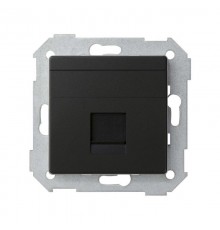 Розетка прямая для передачи данных со шторкой на 1 разъем RJ45 черного матового цвета S82 Concept