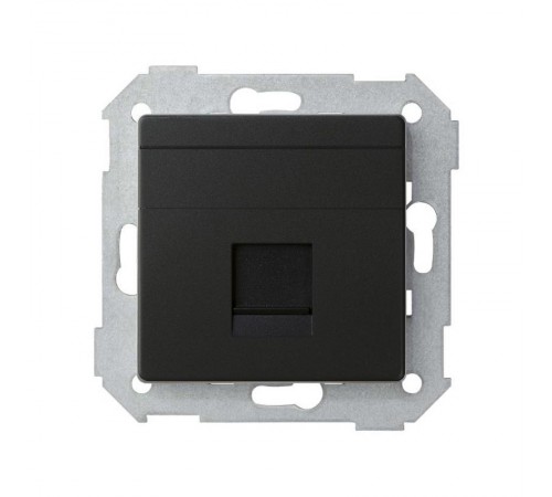 Розетка прямая для передачи данных со шторкой на 1 разъем RJ45 черного матового цвета S82 Concept