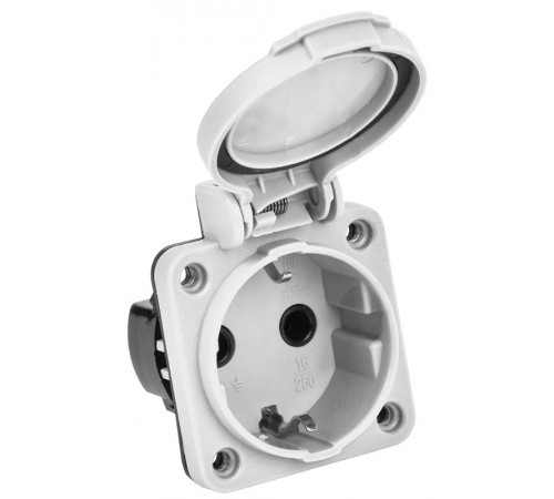 Розетка панельная 2Р+РЕ 16А з/к с крышкой IP54 серая MAGNUM РП13-3  PSN71-016-3-2-54-K03  IEK