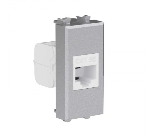 Компьютерная розетка RJ-45 без шторки модульная, кат.5е, "Avanti", "Закаленная сталь", 1 модуль  4404661  DKC