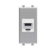 Компьютерная розетка RJ-45 без шторки модульная, кат.5е, "Avanti", "Закаленная сталь", 1 модуль  4404661  DKC