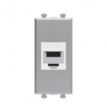Компьютерная розетка RJ-45 без шторки модульная, кат.5е, "Avanti", "Закаленная сталь", 1 модуль  4404661  DKC