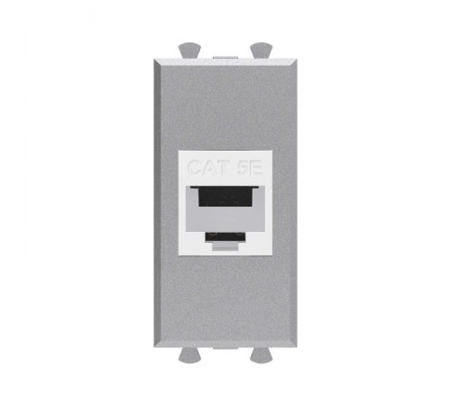 Компьютерная розетка RJ-45 без шторки модульная, кат.5е, "Avanti", "Закаленная сталь", 1 модуль  4404661  DKC