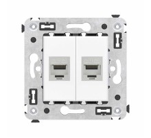 Компьютерная розетка RJ-45 без шторки в стену, кат.6А двойная экранированная, "Avanti", "Белое облако"  4400774  DKC