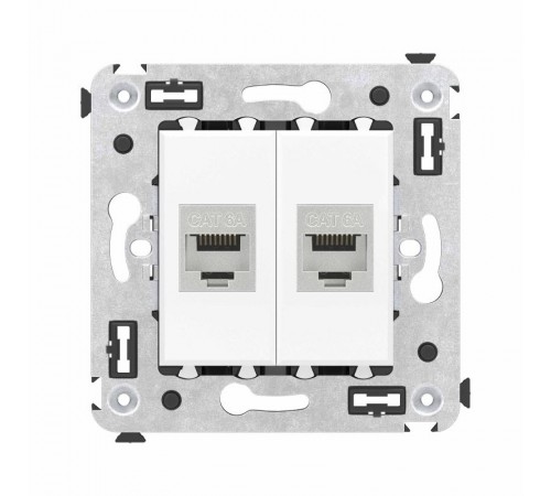 Компьютерная розетка RJ-45 без шторки в стену, кат.6А двойная экранированная, "Avanti", "Белое облако"  4400774  DKC