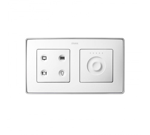 Simon 82 Комплект 4-кл сенсорн.выкл.+ сенс.регулятор, с тематич. маркиров. Т3, KNX, белый  8400655-030  Simon