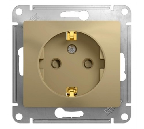 Glossa Титан Розетка с заземлением со шторками  GSL000445  SE