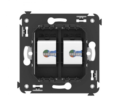Компьютерная розетка RJ-45 без шторки в стену, кат.5е двойная, "Avanti", "Черный матовый"  4412664  DKC