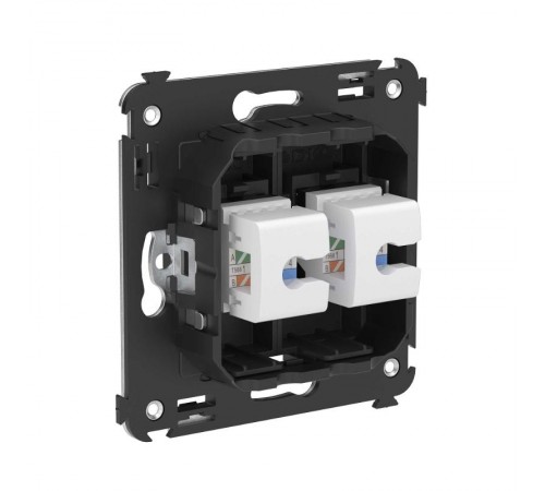 Компьютерная розетка RJ-45 без шторки в стену, кат.5е двойная, "Avanti", "Черный матовый"  4412664  DKC