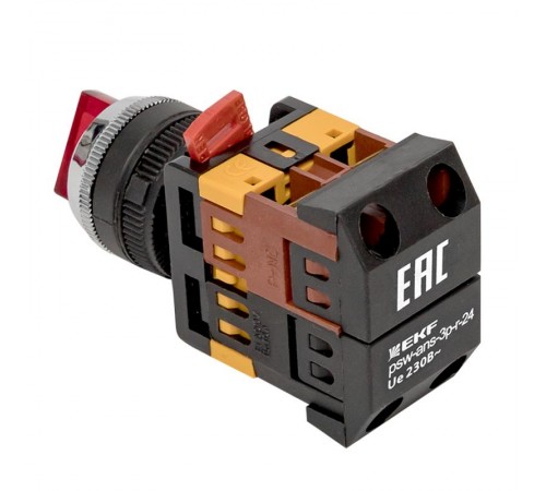 Переключатель ANC-22 3P красный с подсветкой 24В NO+NC EKF PROxima  psw-ans-3p-r-24  EKF