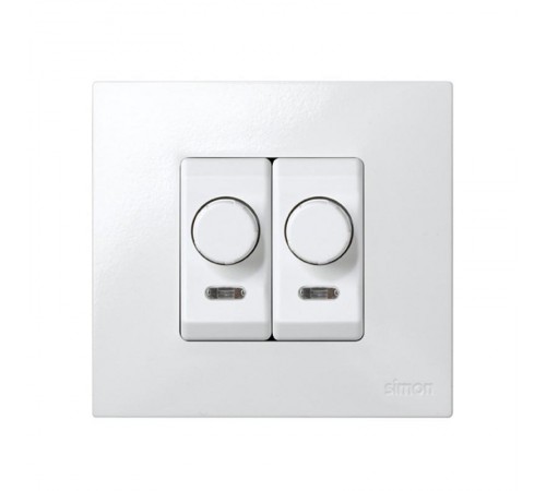 Simon 27 Светорегулятор проходной поворотно-нажимной, 40-500Вт, (лампы накаливания+галоген), узкий модуль, S2  27313-34  Simon