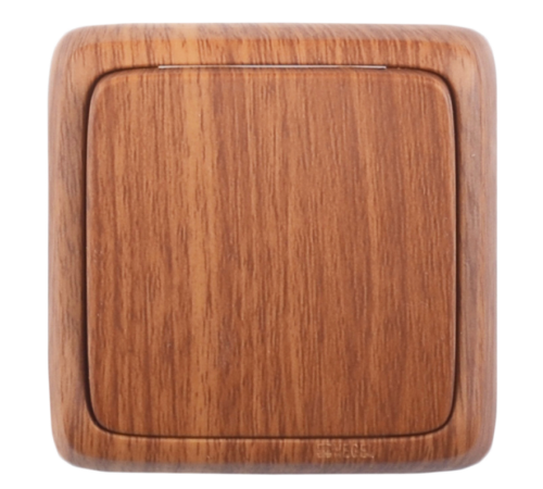 Выключатель открытой установки, одноклавишный, с монтажной пластиной, цвет дуб  ВА10-115-05  HEGEL