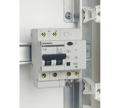 Выключатель автоматический дифференциального тока АД12 2п 50А C 300мА тип AC (4 мод)  MAD15-2-050-C-300  GENERICA