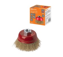 Щетка для УШМ "чашка", 75 мм, гайка М14, латунированная витая проволока d 0,3 мм, "Рубин",  SQ1096-0209  TDM