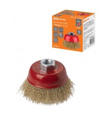 Щетка для УШМ "чашка", 75 мм, гайка М14, латунированная витая проволока d 0,3 мм, "Рубин",  SQ1096-0209  TDM