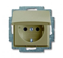Розетка SCHUKO 16А 250В с защитными шторками, с крышкой, серия basic55, цвет шампань  2CKA002111A0653  ABB