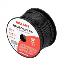 Провод ПГВА REXANT 1х0.75 мм, черный, бухта 100 м 01-6506  REXANT