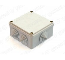 Коробка распределительная для о/п облегченного типа СЕРАЯ100х100х45, IP44 , 6 вводов (48шт)  GE41231-07  GREENEL